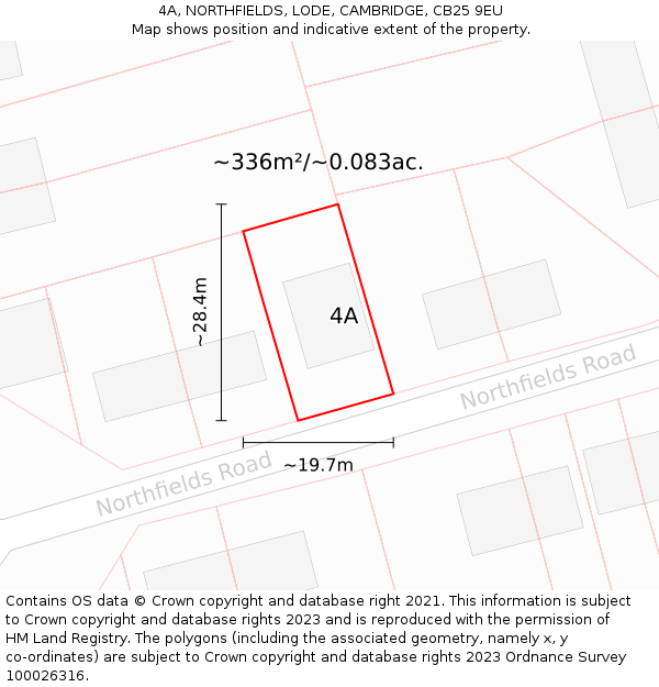 4A, NORTHFIELDS, LODE, CAMBRIDGE, CB25 9EU: Plot and title map