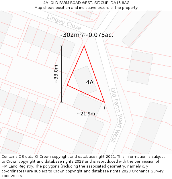 4A, OLD FARM ROAD WEST, SIDCUP, DA15 8AG: Plot and title map