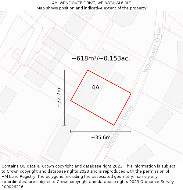 4A, WENDOVER DRIVE, WELWYN, AL6 9LT: Plot and title map