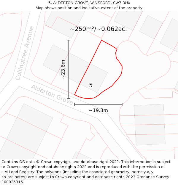 5, ALDERTON GROVE, WINSFORD, CW7 3UX: Plot and title map