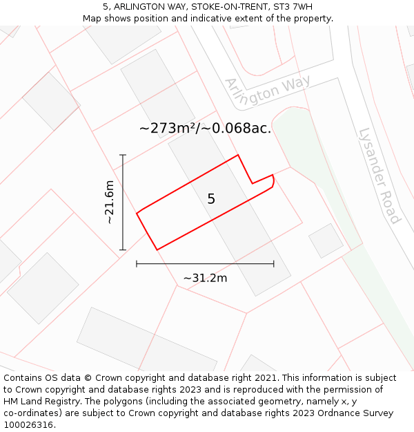5, ARLINGTON WAY, STOKE-ON-TRENT, ST3 7WH: Plot and title map