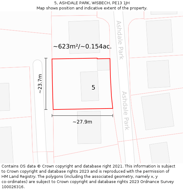 5, ASHDALE PARK, WISBECH, PE13 1JH: Plot and title map