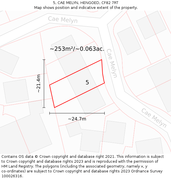 5, CAE MELYN, HENGOED, CF82 7RT: Plot and title map