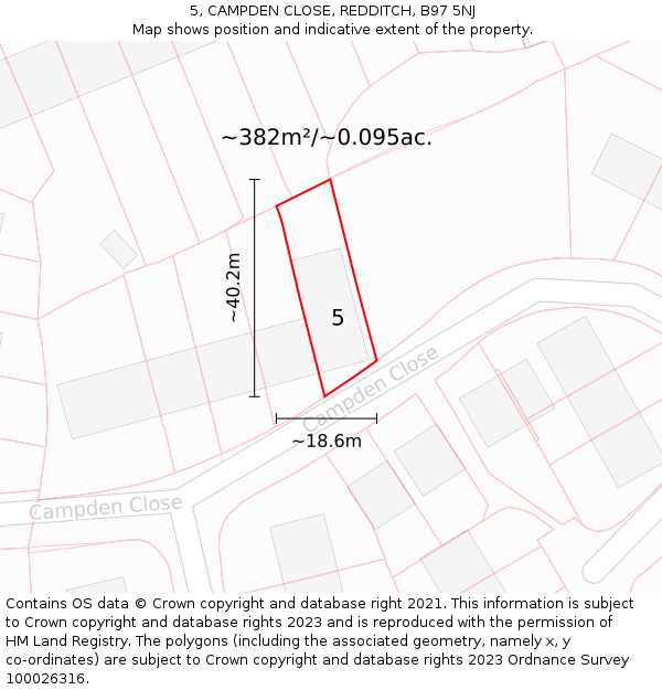 5, CAMPDEN CLOSE, REDDITCH, B97 5NJ: Plot and title map