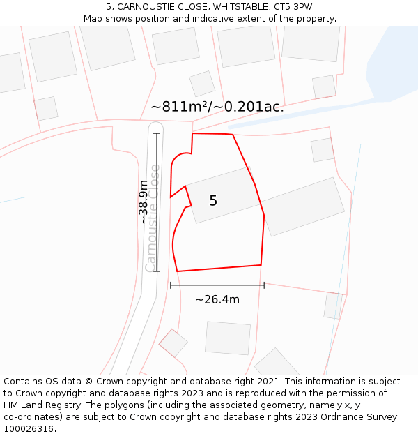 5, CARNOUSTIE CLOSE, WHITSTABLE, CT5 3PW: Plot and title map