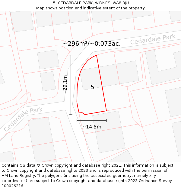 5, CEDARDALE PARK, WIDNES, WA8 3JU: Plot and title map