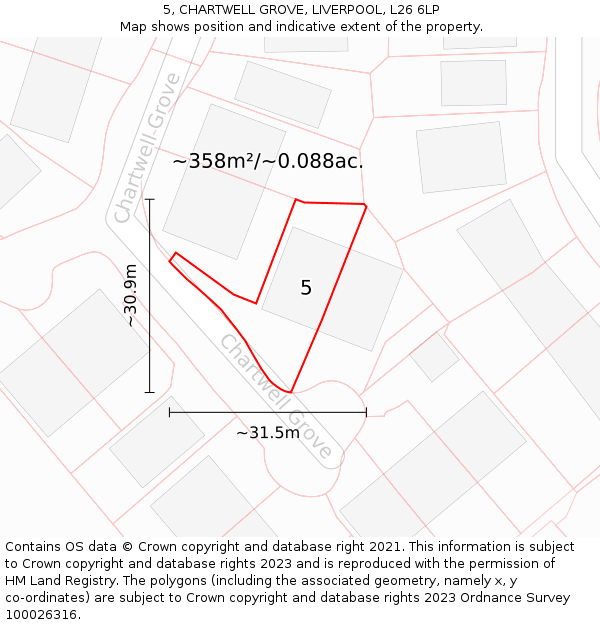 5, CHARTWELL GROVE, LIVERPOOL, L26 6LP: Plot and title map
