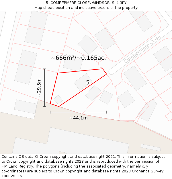 5, COMBERMERE CLOSE, WINDSOR, SL4 3PY: Plot and title map