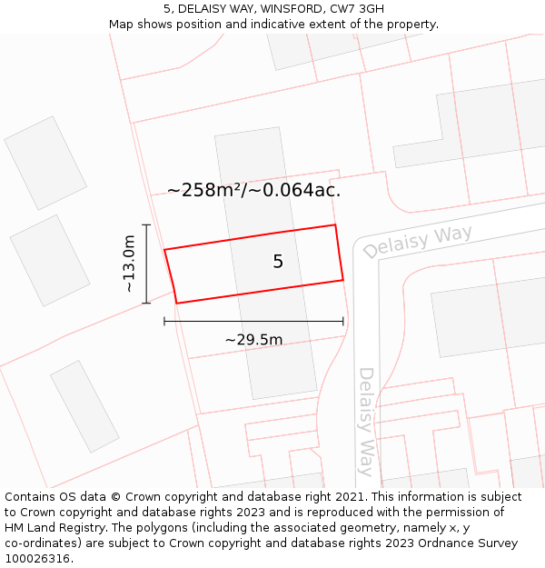 5, DELAISY WAY, WINSFORD, CW7 3GH: Plot and title map