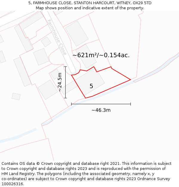 5, FARMHOUSE CLOSE, STANTON HARCOURT, WITNEY, OX29 5TD: Plot and title map