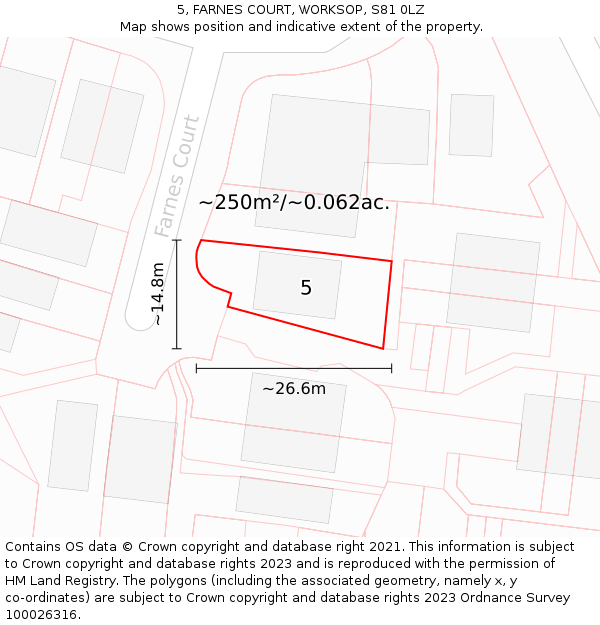 5, FARNES COURT, WORKSOP, S81 0LZ: Plot and title map