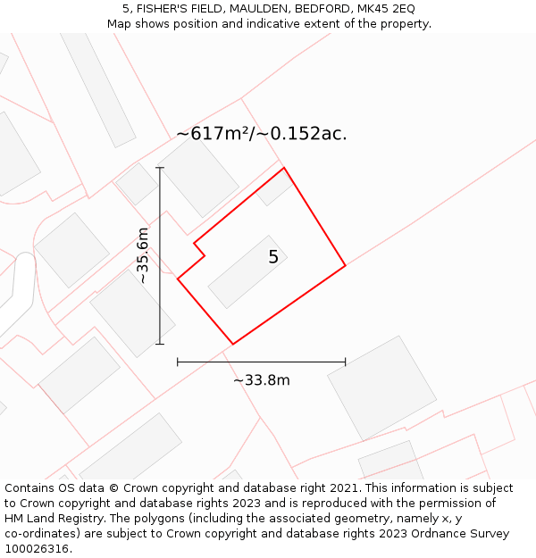 5, FISHER'S FIELD, MAULDEN, BEDFORD, MK45 2EQ: Plot and title map