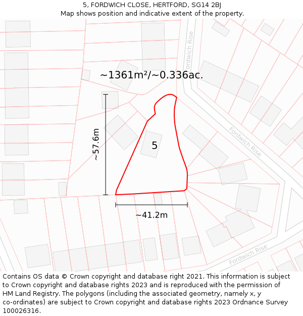 5, FORDWICH CLOSE, HERTFORD, SG14 2BJ: Plot and title map