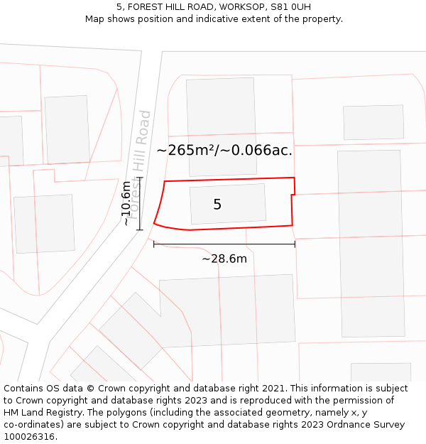 5, FOREST HILL ROAD, WORKSOP, S81 0UH: Plot and title map