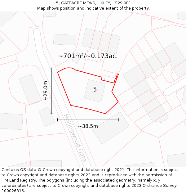 5, GATEACRE MEWS, ILKLEY, LS29 9FF: Plot and title map