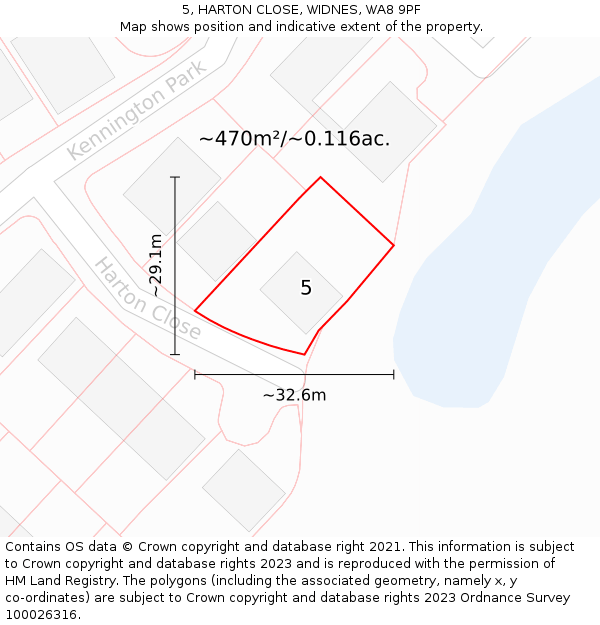 5, HARTON CLOSE, WIDNES, WA8 9PF: Plot and title map