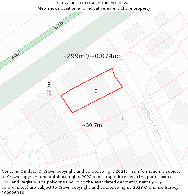 5, HATFIELD CLOSE, YORK, YO30 5WH: Plot and title map