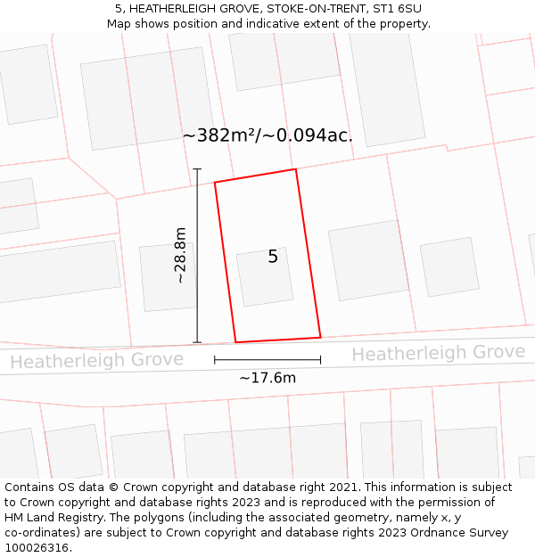 5, HEATHERLEIGH GROVE, STOKE-ON-TRENT, ST1 6SU: Plot and title map