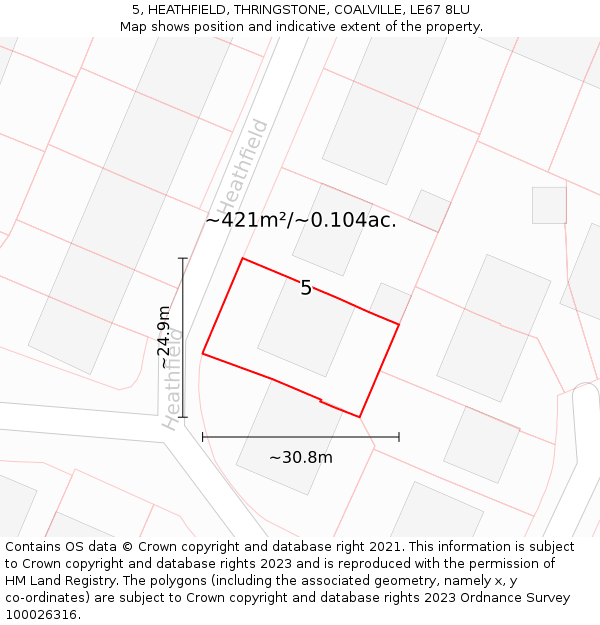 5, HEATHFIELD, THRINGSTONE, COALVILLE, LE67 8LU: Plot and title map