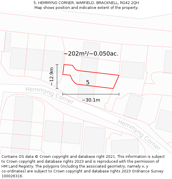 5, HEMMYNG CORNER, WARFIELD, BRACKNELL, RG42 2QH: Plot and title map