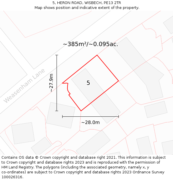 5, HERON ROAD, WISBECH, PE13 2TR: Plot and title map