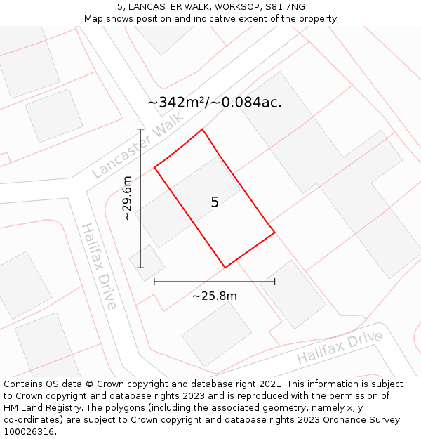 5, LANCASTER WALK, WORKSOP, S81 7NG: Plot and title map