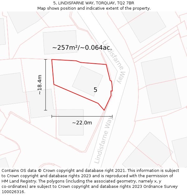 5, LINDISFARNE WAY, TORQUAY, TQ2 7BR: Plot and title map