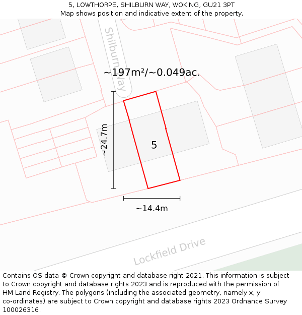 5, LOWTHORPE, SHILBURN WAY, WOKING, GU21 3PT: Plot and title map