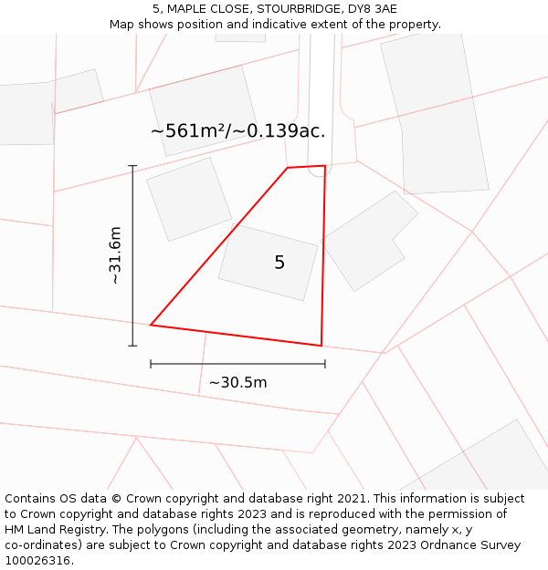 5, MAPLE CLOSE, STOURBRIDGE, DY8 3AE: Plot and title map