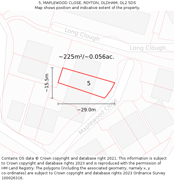 5, MAPLEWOOD CLOSE, ROYTON, OLDHAM, OL2 5DS: Plot and title map