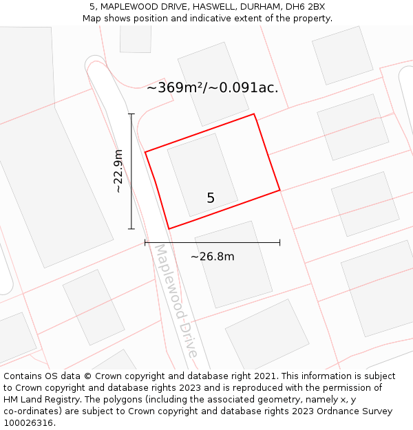 5, MAPLEWOOD DRIVE, HASWELL, DURHAM, DH6 2BX: Plot and title map