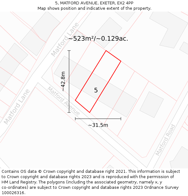 5, MATFORD AVENUE, EXETER, EX2 4PP: Plot and title map
