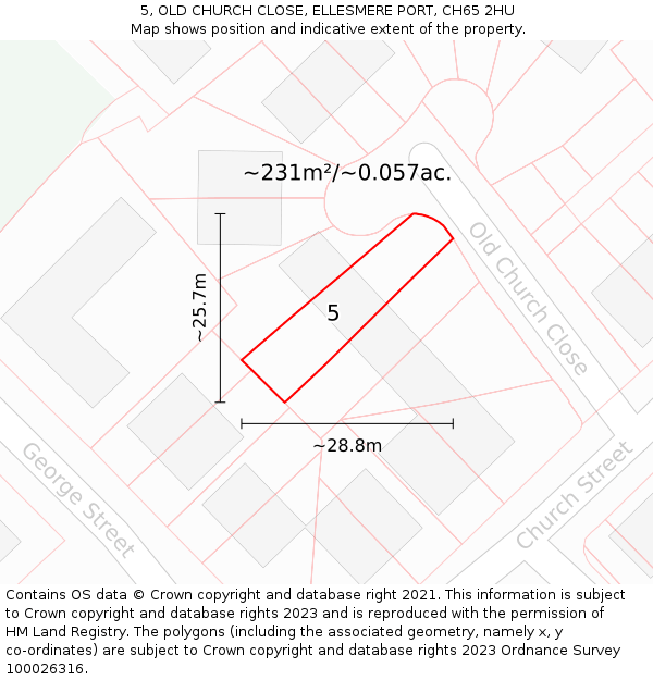 5, OLD CHURCH CLOSE, ELLESMERE PORT, CH65 2HU: Plot and title map