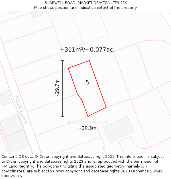 5, ORWELL ROAD, MARKET DRAYTON, TF9 3FX: Plot and title map