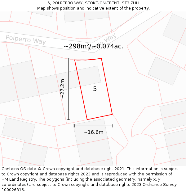 5, POLPERRO WAY, STOKE-ON-TRENT, ST3 7UH: Plot and title map
