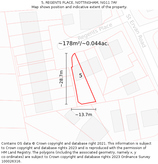 5, REGENTS PLACE, NOTTINGHAM, NG11 7AY: Plot and title map