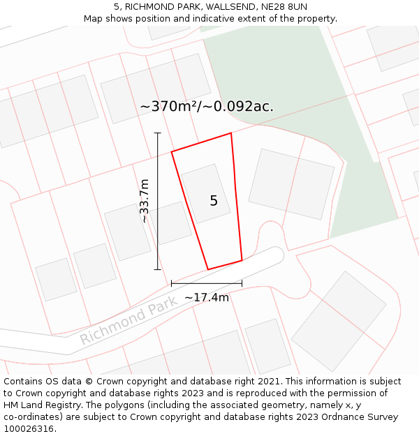 5, RICHMOND PARK, WALLSEND, NE28 8UN: Plot and title map