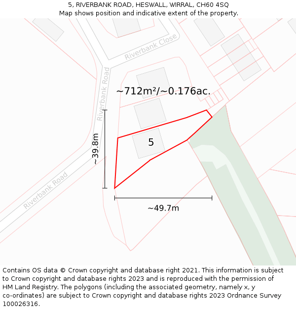 5, RIVERBANK ROAD, HESWALL, WIRRAL, CH60 4SQ: Plot and title map