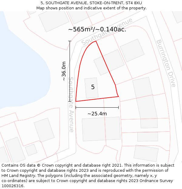 5, SOUTHGATE AVENUE, STOKE-ON-TRENT, ST4 8XU: Plot and title map
