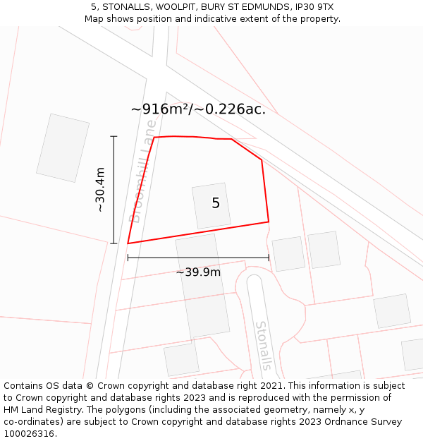 5, STONALLS, WOOLPIT, BURY ST EDMUNDS, IP30 9TX: Plot and title map