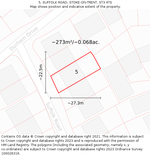 5, SUFFOLK ROAD, STOKE-ON-TRENT, ST3 4TS: Plot and title map