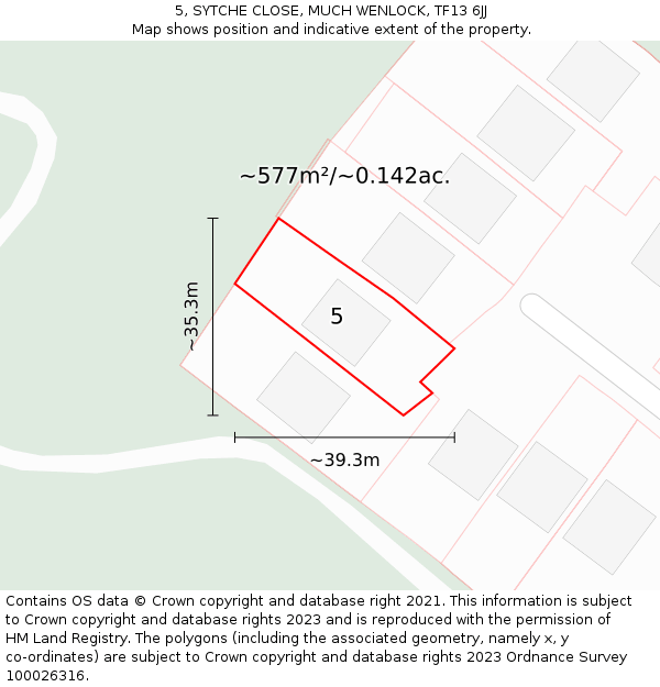 5, SYTCHE CLOSE, MUCH WENLOCK, TF13 6JJ: Plot and title map