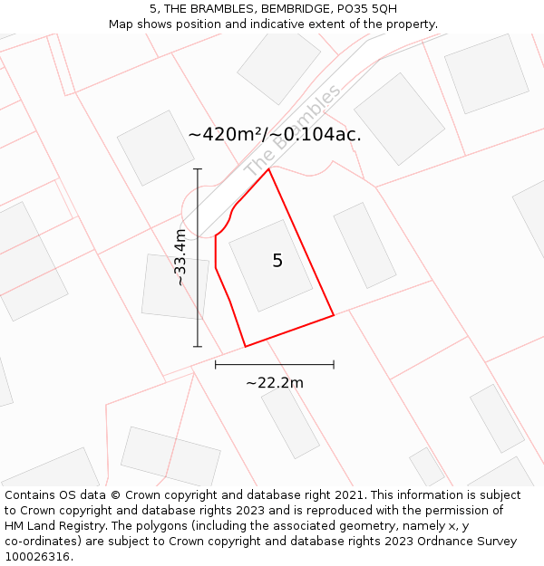 5, THE BRAMBLES, BEMBRIDGE, PO35 5QH: Plot and title map