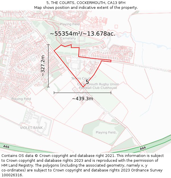 5, THE COURTS, COCKERMOUTH, CA13 9FH: Plot and title map