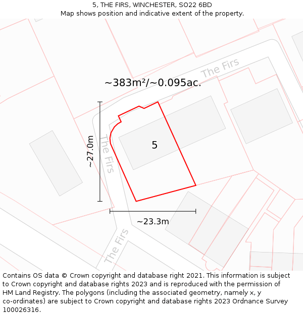 5, THE FIRS, WINCHESTER, SO22 6BD: Plot and title map