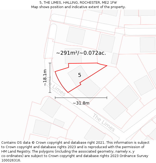 5, THE LIMES, HALLING, ROCHESTER, ME2 1FW: Plot and title map