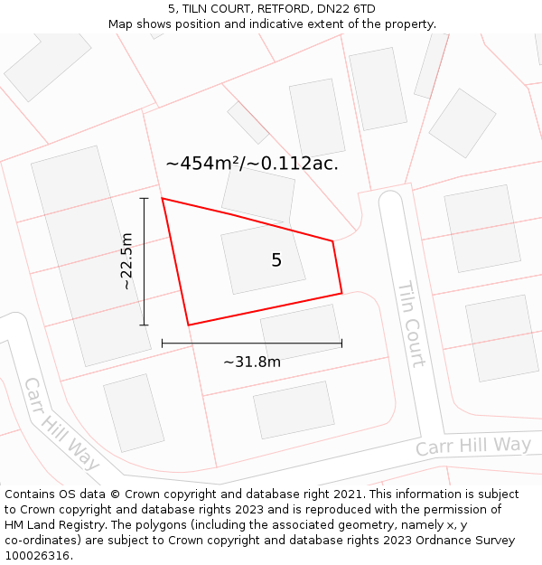 5, TILN COURT, RETFORD, DN22 6TD: Plot and title map