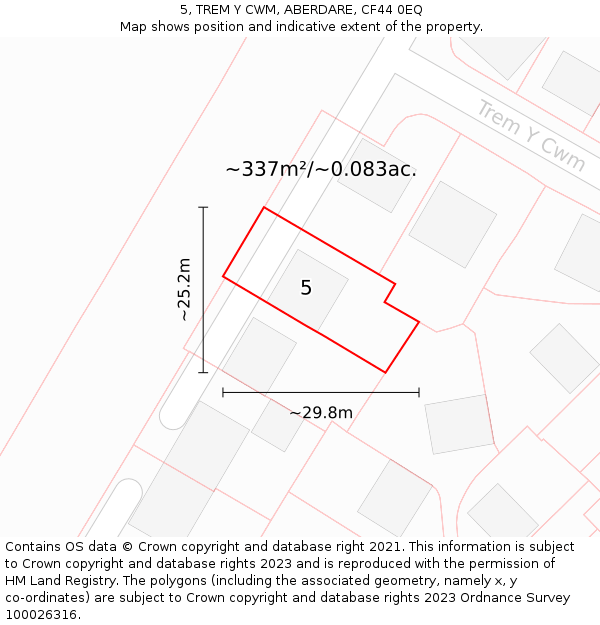 5, TREM Y CWM, ABERDARE, CF44 0EQ: Plot and title map