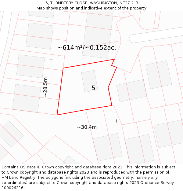 5, TURNBERRY CLOSE, WASHINGTON, NE37 2LR: Plot and title map