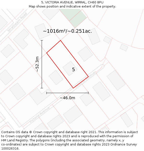 5, VICTORIA AVENUE, WIRRAL, CH60 8PU: Plot and title map